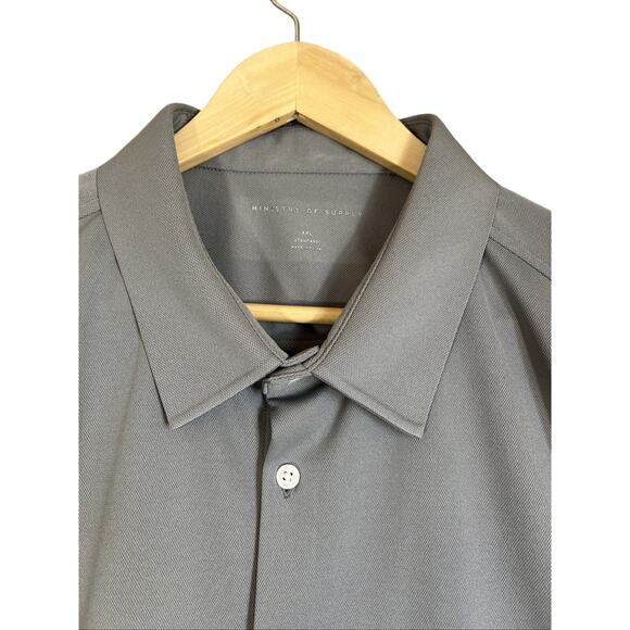 Ministry Of Supply Apollo Dress Shirt Men XL Standard Fit Gray Stretch Commuter - Picture 3 of 13
